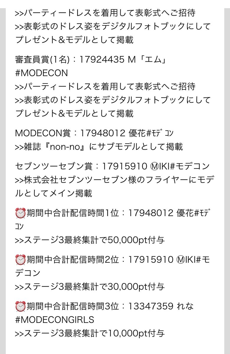 解せん、解せんです！！！！！！！
ですが！！！！！
MODECON賞頂きnon-no掲載🥰

倍率無しでここまで戦えたのは本当にみんなのおかげだし、配信時間、ゲリラ全て1位なのでこれは最早実質1位です🤟✌️
倍率さえあれば絶対1位だったから悔しい‼️

支えてくれたみんな本当にありがとう‼️