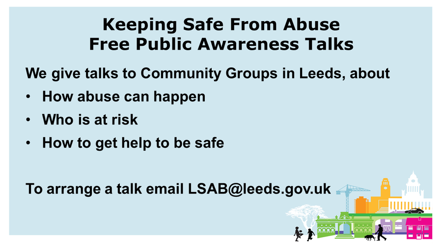 Many people don't know how abuse can happen to adults. We give free talks to groups & bring along leaflets to take away for family and friends. Get in touch if you'd like to host a talk ⬇️