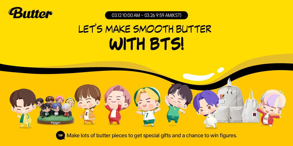 💛 BTS Island Butter Event

#인더섬 피규어와 특별한 가방을 가질 기회!
지금 인더섬에서 버터를 만들고 🧈 푸짐한 선물 받아가세요 
참여만 해도 게임 보상 100% 지급 ✨

🏝 bts-island.com

#인더섬 #IntheSEOM #BTSIsland