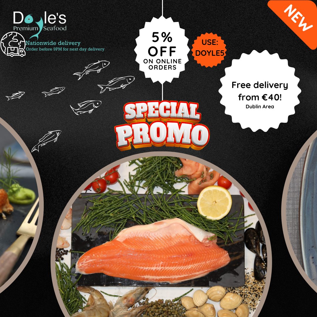 Don't forget to avail of our special promo! 
Use DOYLE5 at checkout.

doylesseafood.ie