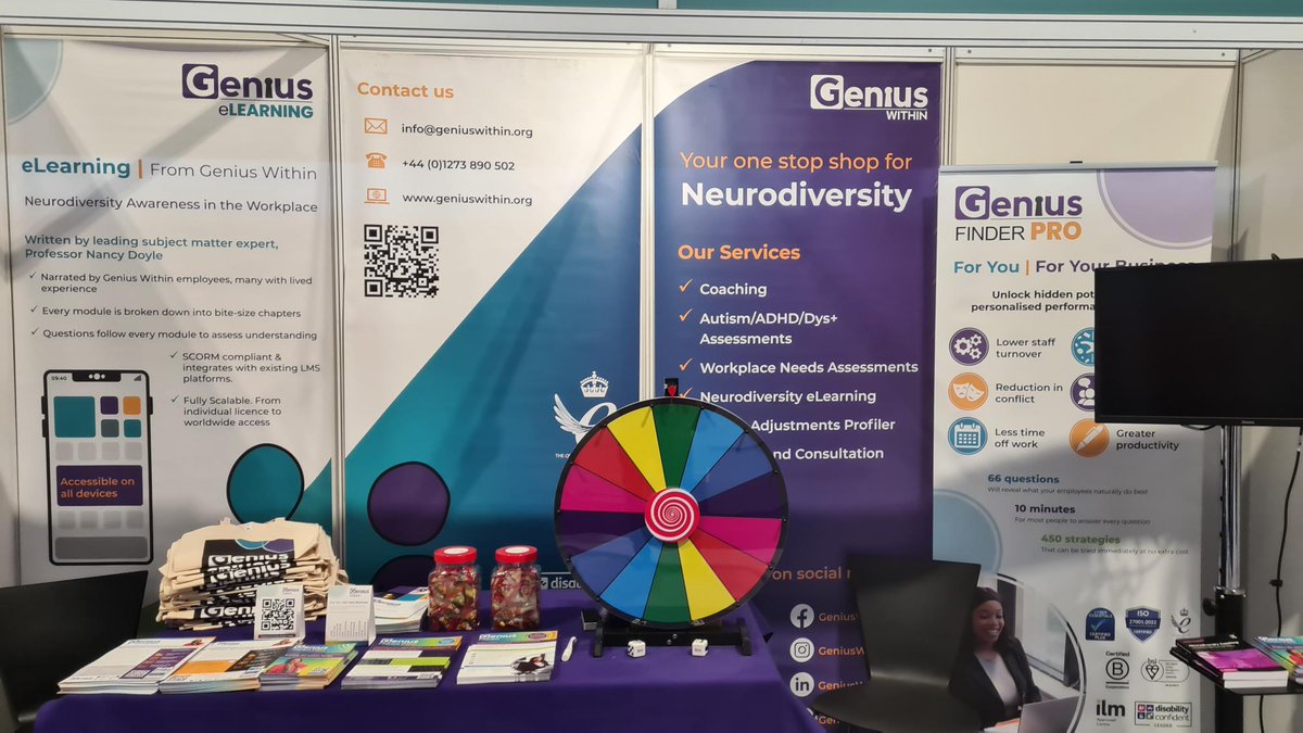 Look how lovely our stand looks! Excited for the 2024 Health and Wellbeing Conference.

Come and spin the wheel of Genius or pick up a fidget cube at stand 2 😃 

#HWW2024 #Neurodiversity #HR #OccHealth #OccPsych #ReasonableAdjustments #Coaching #GeniusFinder #eLearning