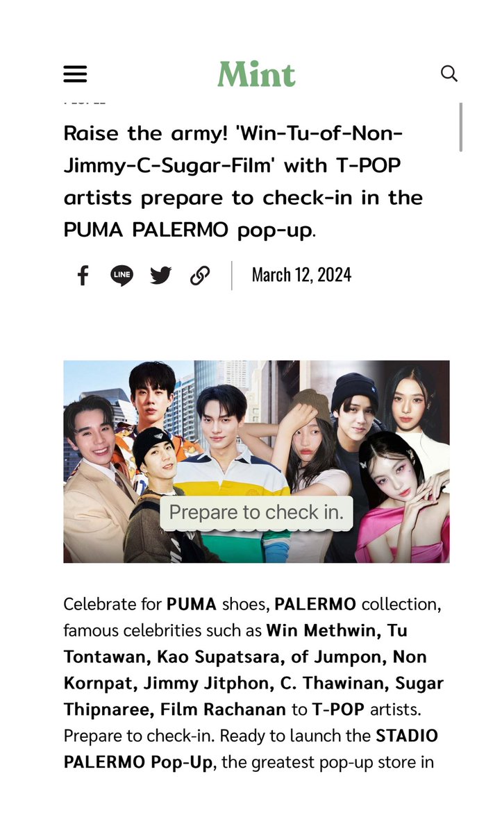 PUMA PALERMO 😳🤩🔥👏🏻 Win Metawin will attend PUMA PALERMO pop-up store at Central world supermarket in Bangkok,Thailand on March 15th So excited can’t wait 😭😍🤩🔥💚 #PUMATH #TEAMPALERMO #winmetawin @winmetawin