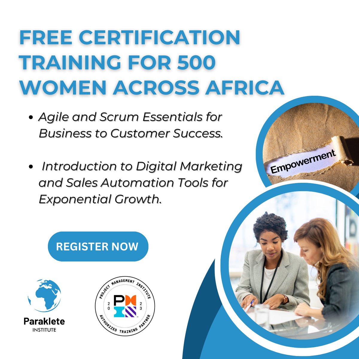 pacesetterpe's tweet photo. Register now to be among the 500 African women who will benefit from our free certification training on Saturday 16 March. Limited places available
Register here: https://t.co/tSawsyRuF0
#IWD2024 #JIF2024 #WomenEmpowerments #WomensDayGift #WomensMonth https://t.co/vhVRD7FcmY