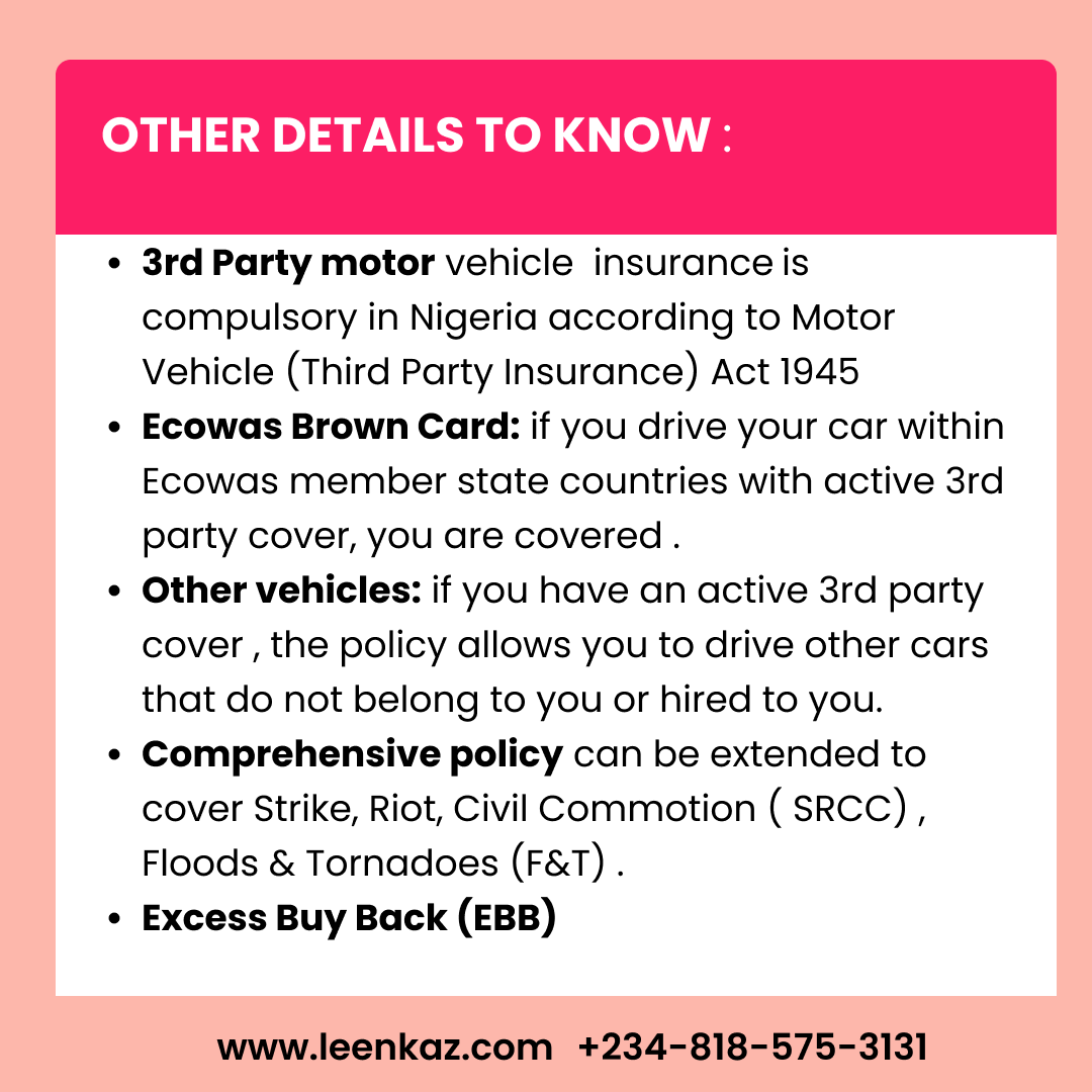 LeenkazBrokers's tweet photo. Your #Motor Vehicle #insurance has more advantageous features than most buyers are usually aware of.  Buy your insurance policy from  @LeenkazBrokers   and enjoy these benefits. 

#Leenkazbrokers https://t.co/JeMg3EglRn
