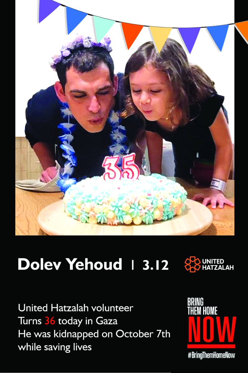 Today is the birthday of our volunteer Dolev Yehoud, from Nir Oz. On October 7th, Dolev went out to save lives and was kidnapped by Hamas. Along with Dolev's wife and 4 children, one of whom he has yet to meet, we 'celebrate' his birthday and pray for his return. @bringhomenow