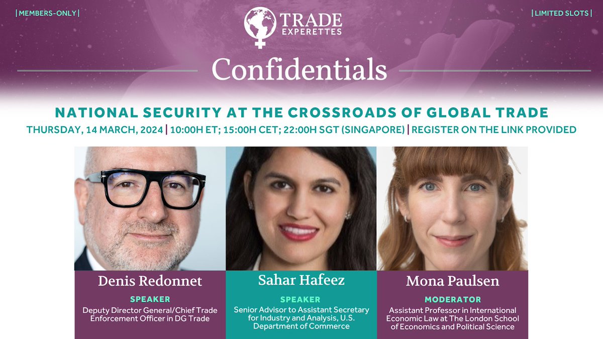 Mona Paulsen (@loyaladvisor) on Twitter photo Please join me for a <a href="/TradeExperettes/">TradeExperettes</a> Confidentials Online Event on Economic Security this Thursday 10:00 EST//14:00 GMT, with speakers <a href="/DRedonnet/">Denis Redonnet</a> and Safar Hafeez discussing the EU/MS and US economic security strategies (and my questions about coordination and cooperation). Please join me for a <a href="/TradeExperettes/">TradeExperettes</a> Confidentials Online Event on Economic Security this Thursday 10:00 EST//14:00 GMT, with speakers <a href="/DRedonnet/">Denis Redonnet</a> and Safar Hafeez discussing the EU/MS and US economic security strategies (and my questions about coordination and cooperation).