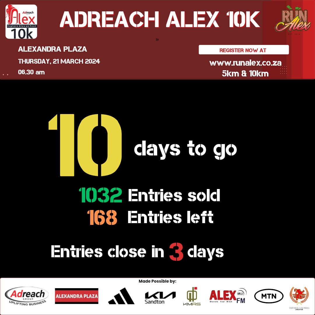 Entries to #AdReachAlex10k almost sold out, don't say I didn't warn you nhe🤷🏽‍♀️ walala wasala, it's going to be a running party in Alex as we #explorealexonfoot