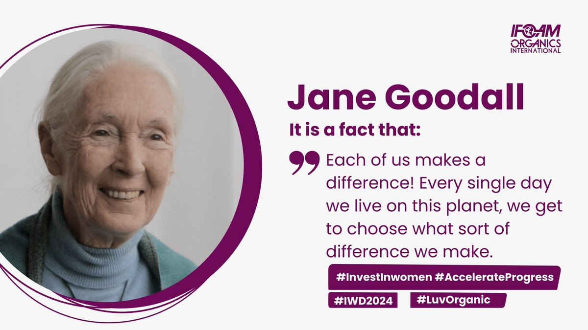 Listen to Jane Goodall here ➡️ youtube.com/watch?v=W0IcPs… #InvestInWomen #AccelerateProgress #IWD2024 #LuvOrganic
