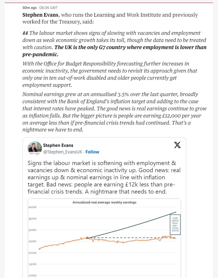 🛎️ It's #LabourMarketStatsDay! These are released early morning by @ONS, so team @LearnWorkUK are up by dawn to share their hot-off-the-press analysis of what the figures mean to people, employers & the economy. Great to see our CEO @Stephen_EvansUK quoted @guardian👇 #employment