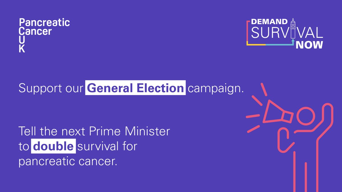 *NEW CAMPAIGN* In 2024, half of people diagnosed with #PancreaticCancer are still dying within three months. We won't accept this. Join us & demand action this General Election year by signing our letter to political leaders now: bit.ly/3IyygOM #DemandSurvivalNow2024