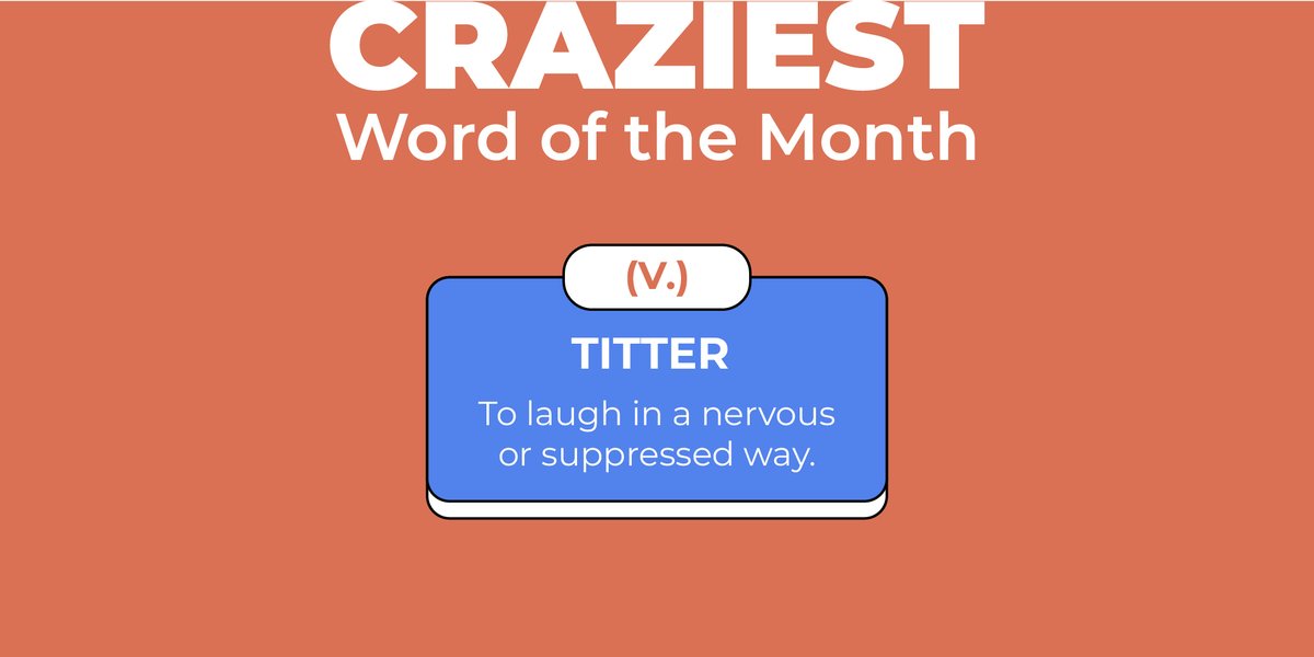 This month's craziest word is sure to make you laugh! 😆 Have you ever caught yourself giving a 'titter' during a stressful situation? Share your quirky moments in the comments below!

#CrazyWord #QuirkyWords #EnglishLanguage #LearnEnglish #Titter #Laughter #WordOfTheMonth