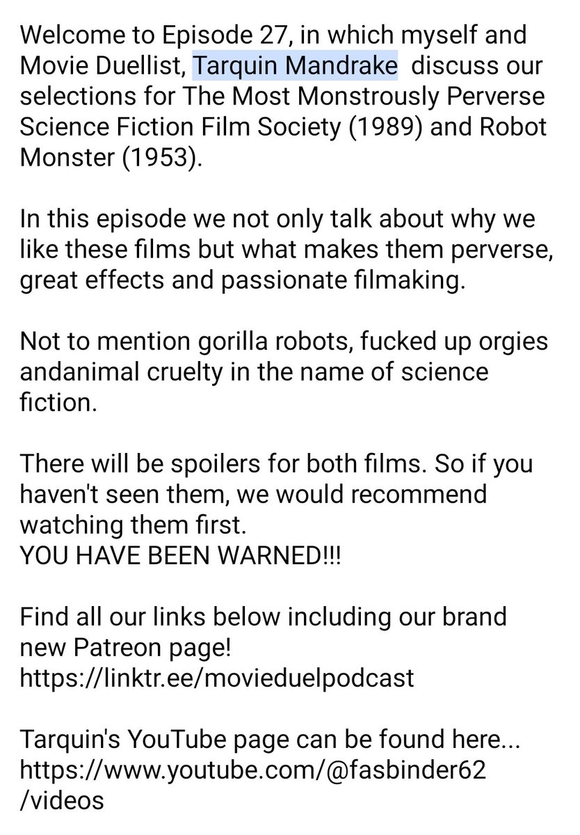 movieduelpod's tweet image. **NEW EPISODE- NOW AVAILABLE**
Episode 27 - Most Monsterously Perverse Science Fiction Film
#movieduelpod #Society #robotmonster #romanhuman #butthead