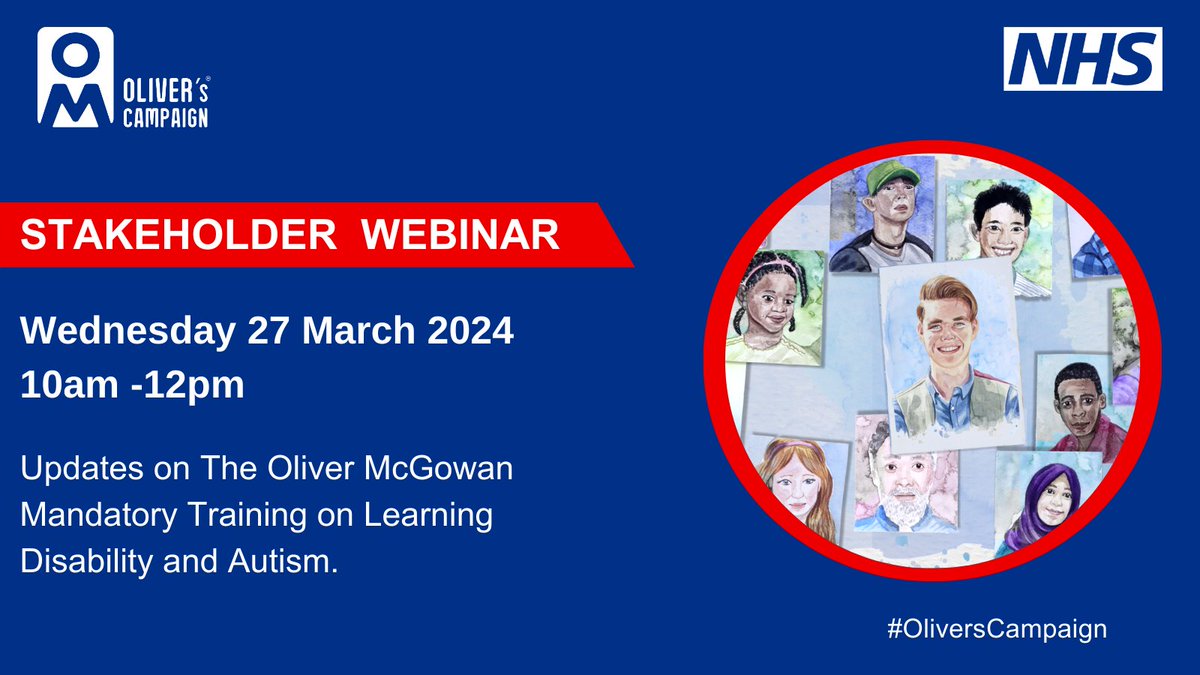 On Wednesday 27 March 10-12, we will be hosting an online stakeholder webinar about the progress of The Oliver McGowan Mandatory Training on Learning Disability and Autism. If you would like to register to join, visit: orlo.uk/OliverMcGowan_… #OliversCampiagn @PaulaMc007