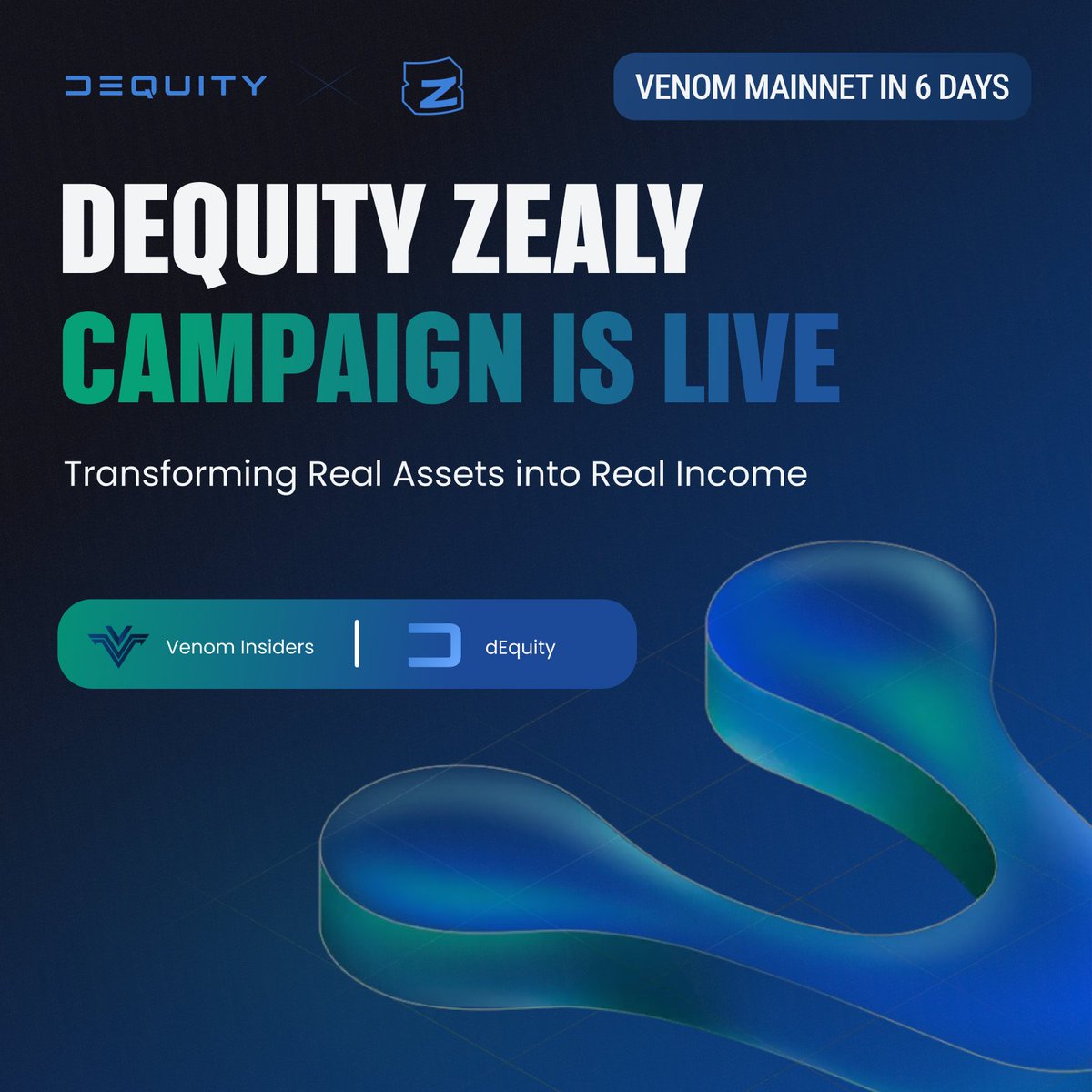 The dEquity Zealy Campaign has officially launched🚀

Discover <a href="/_dEquity/">dEquity</a>, a groundbreaking #RWA project within the Venom ecosystem, seamlessly connecting real estate, blockchain, and Web3😍

Providing access to income-generating real estate through Property Tokens, the campaign