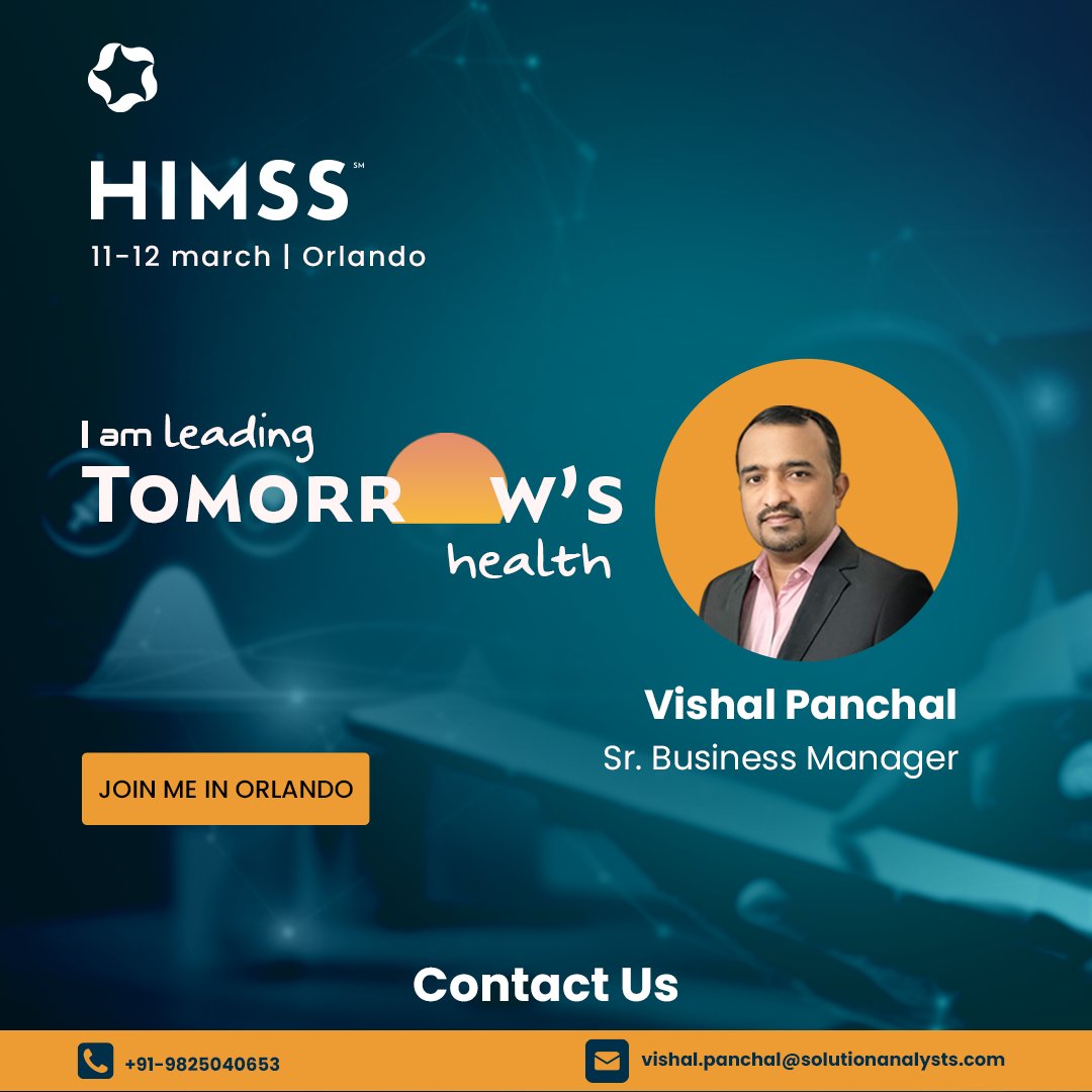 Vishal Panchal, our Senior Business Developing Manager, will be attending HIMSS, Orlando! Schedule a meeting to build the future of IT!
#himss24 #healthcareit #healthcareit #healthcarecybersecurity #healthit #globalhealth #healthcareinnovation #orlando  #connectedcare #healthcare