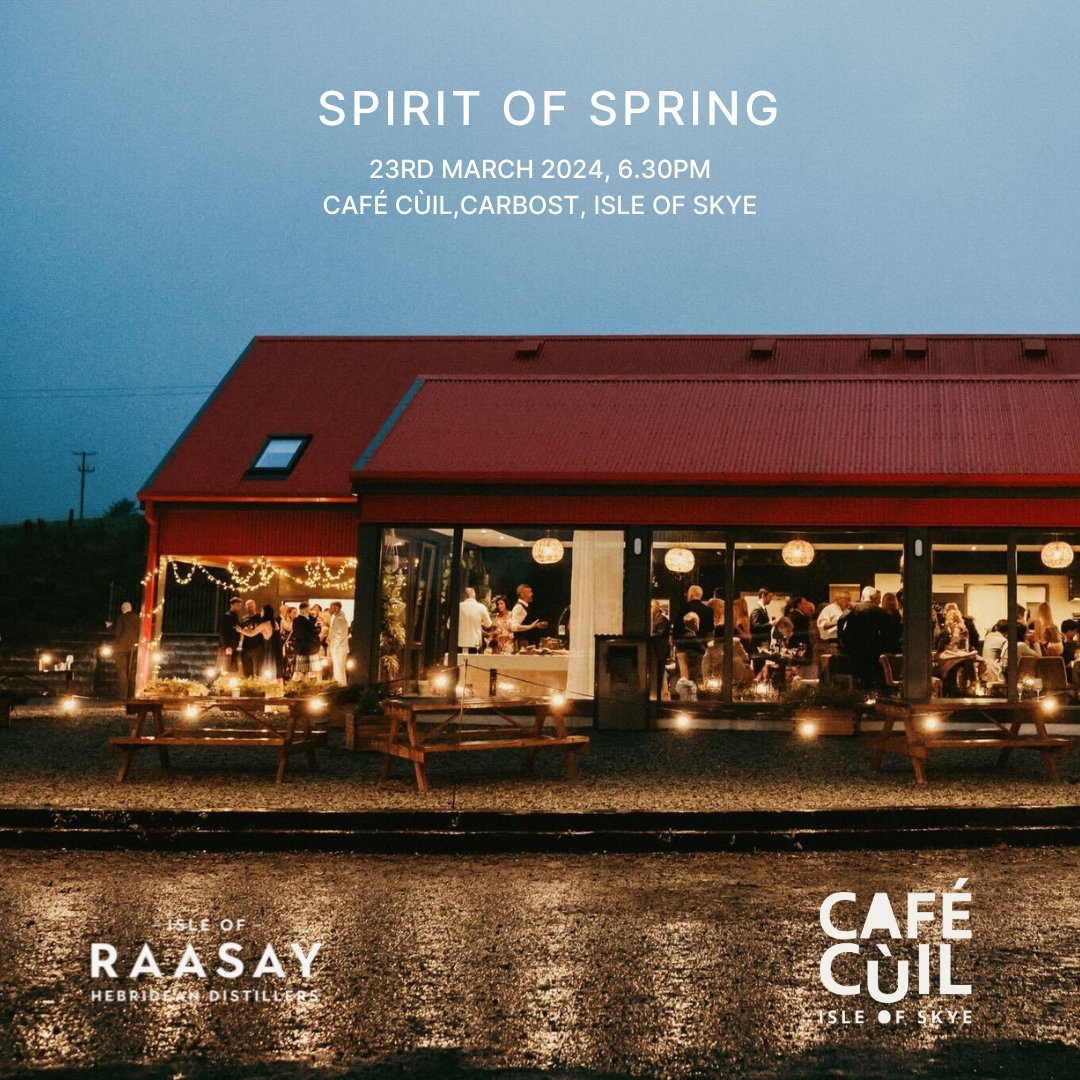 Recently, we released our new and exciting supper club collaboration with our good friends, Café Cùil, starting with the 'Spirit of Spring' on the 23rd March. We still have tickets available, so head to the link below to buy! raasaydistillery.com/product/cc-x-r…