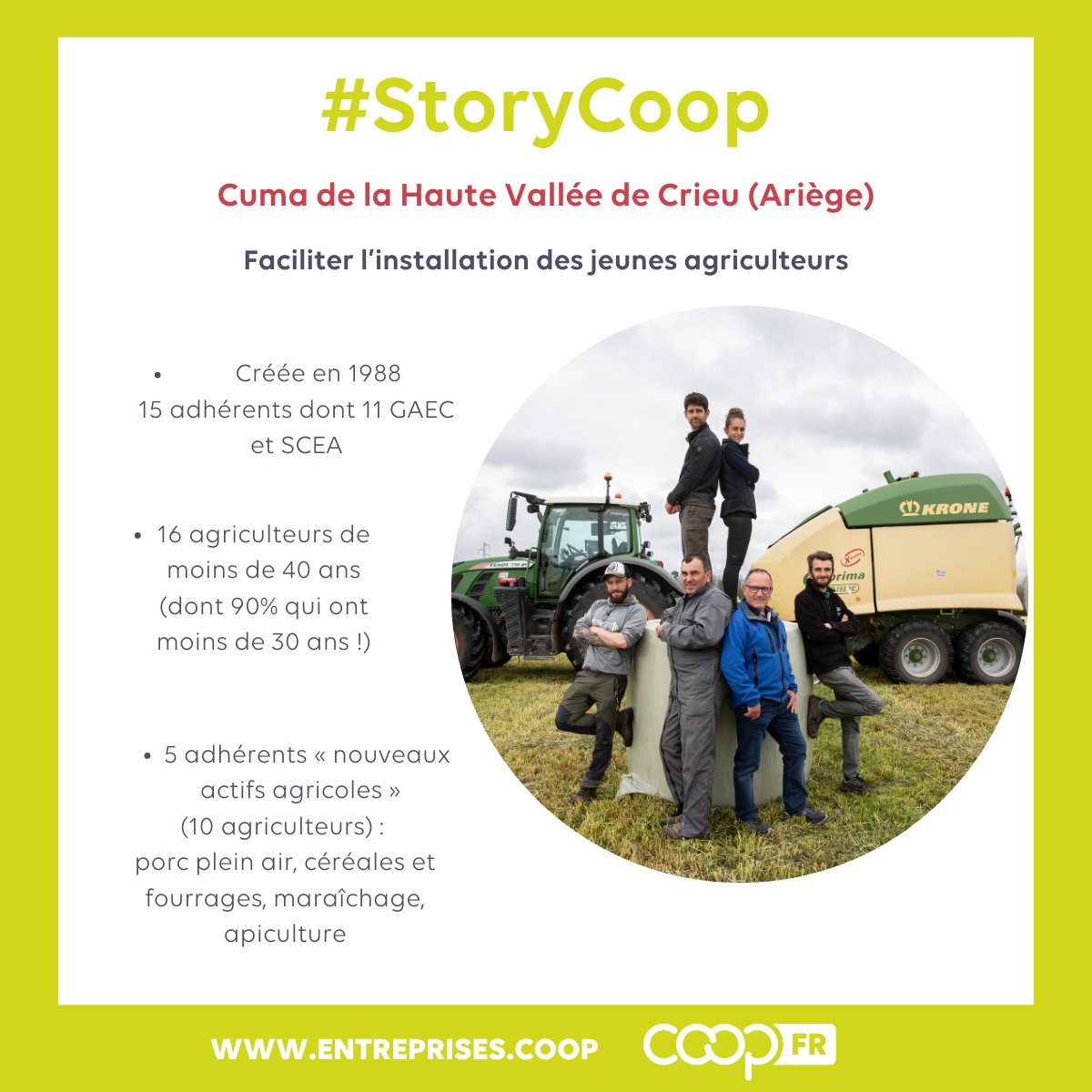 [#StoryCoop] Le dynamisme #coopératif de la Cuma de la Haute Vallée de Crieu attire les jeunes !🚜🚀✨ La Cuma de la Haute Vallée du Crieu en Ariège 𝗳𝗮𝘃𝗼𝗿𝗶𝘀𝗲 𝗹’𝗶𝗻𝘀𝘁𝗮𝗹𝗹𝗮𝘁𝗶𝗼𝗻 𝗱𝗲𝘀 𝗷𝗲𝘂𝗻𝗲𝘀 grâce à ses agriculteurs adhérents qui ont mis en place une