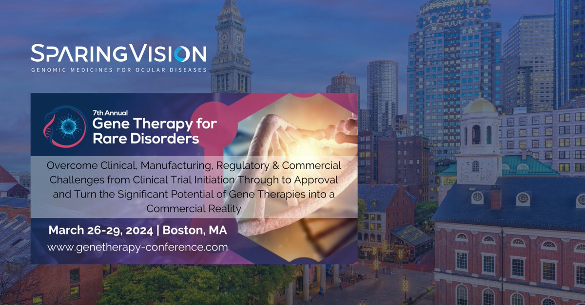 🌟 Later this month we’ll be in Boston for the Gene Therapy for Rare Disorders Summit between 26-27 March! We’re looking forward to meeting other industry leaders there! 💪 #GenomicMedicines #Ophthalmology #GeneTherapy #GenomeEditing