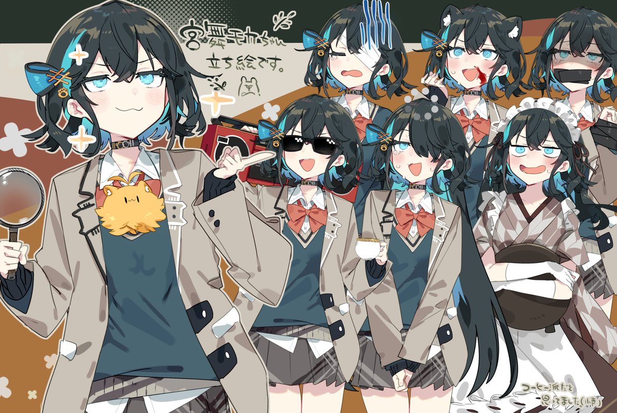 「弦巻マキちゃんと宮舞モカちゃんの立ち絵を描かせていただきました!よければDLして」|かれいのイラスト