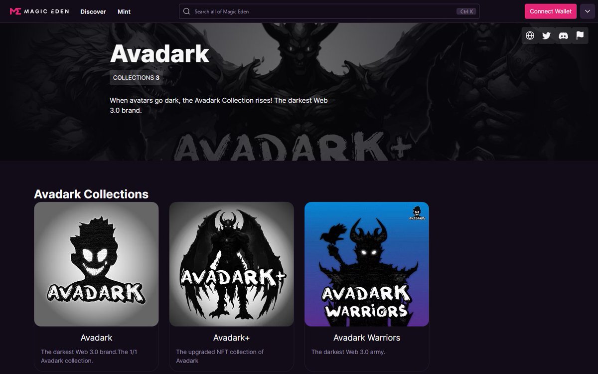 You can now access all #avadark collections at <a href="/MagicEden/">Magic Eden 🪄</a> through the creator's profile: 

magiceden.io/creators/avada…