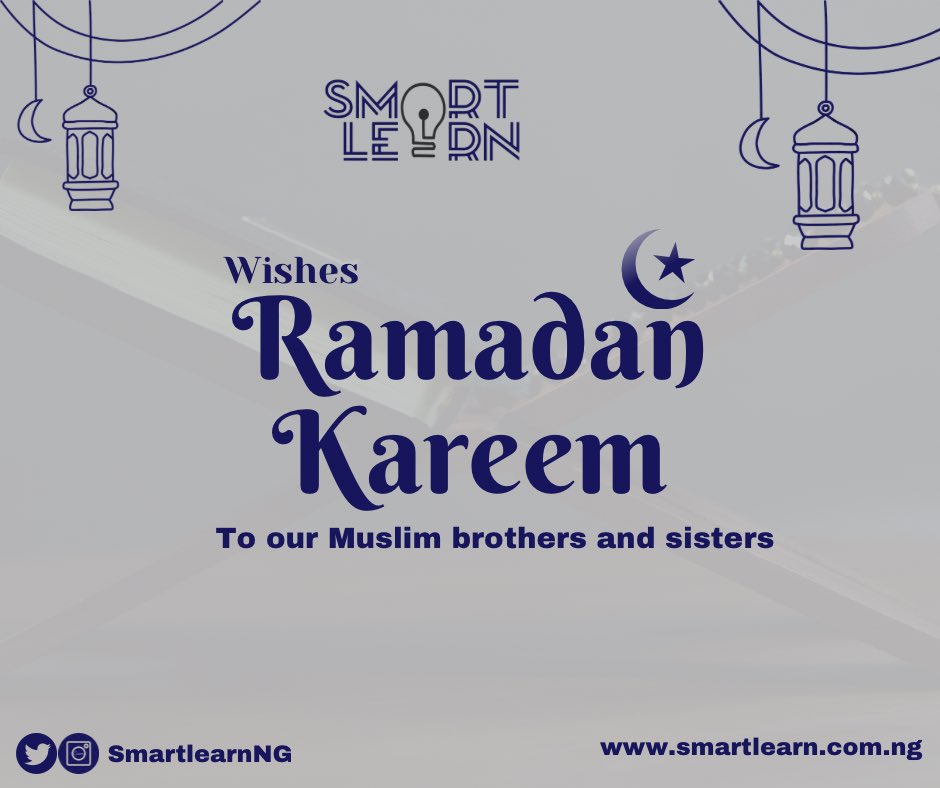 SmartLearnNG's tweet photo. From the stables of Smart learn we wish all our Muslim brothers and sisters happy Ramadan Kareem 🌙 https://t.co/P8Lh3Y0F2P