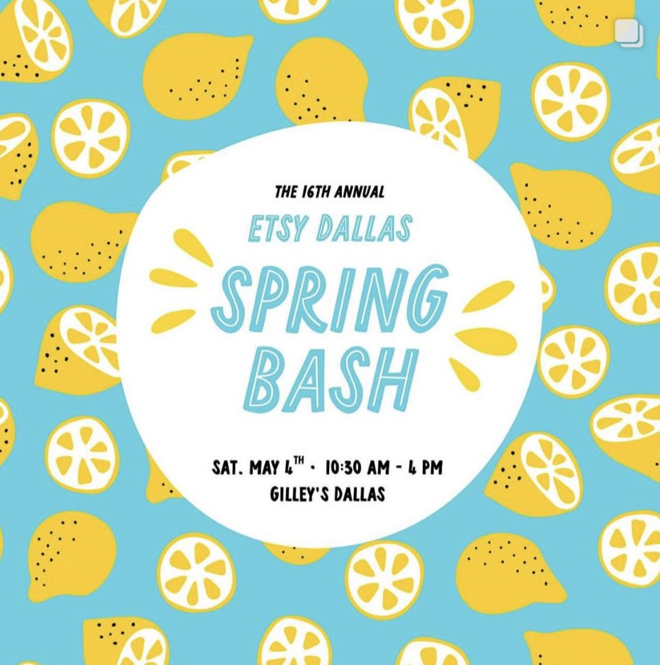 Etsy Dallas (@etsydallas) on Twitter photo Mark your calendars! The <a href="/etsydallas/">Etsy Dallas</a> Spring Bash is coming soon! Vendor applications are now open! Click here for more details. Hope to see your there!
etsydallas.com/vendor-page Mark your calendars! The <a href="/etsydallas/">Etsy Dallas</a> Spring Bash is coming soon! Vendor applications are now open! Click here for more details. Hope to see your there!
etsydallas.com/vendor-page