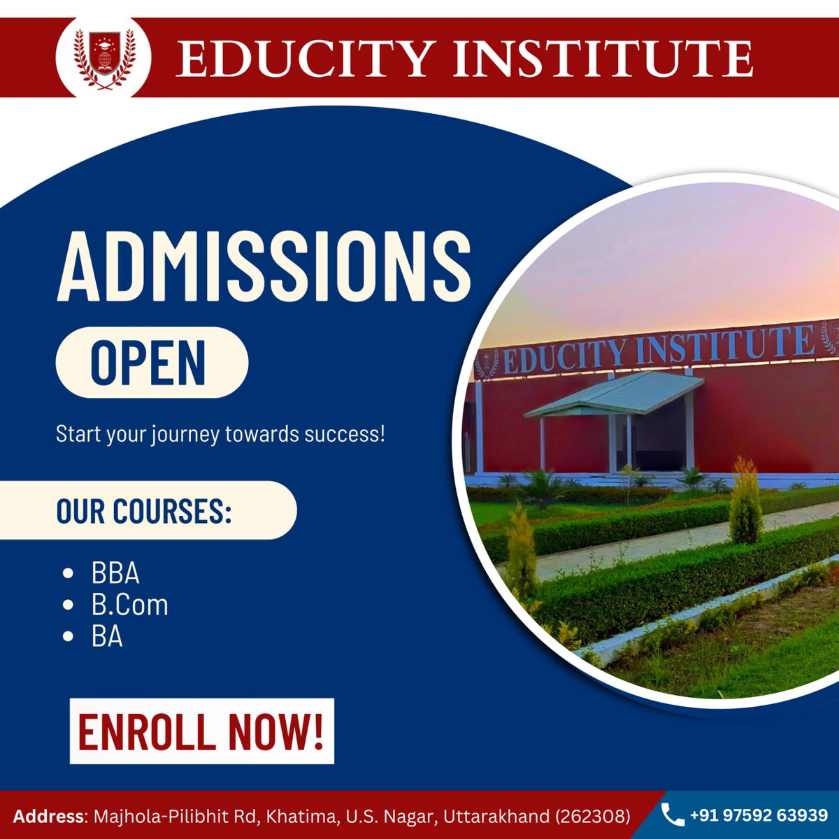 Unlock your potential and open the doors to your future! College admissions now open.

#admissionopen #college #enrollnow #studentjourney #educityinstitute #khatima