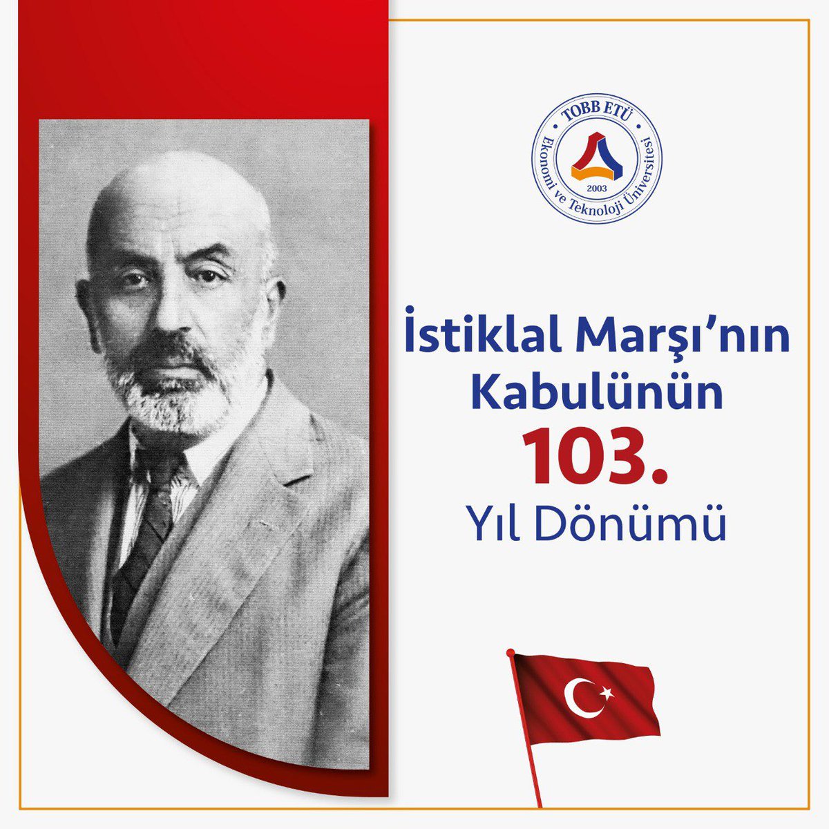 İstiklal Marşı'nın kabulünün 103. yıl dönümünde, millet olarak verdiğimiz bağımsızlık mücadelesinin ve birliğimizin en değerli simgelerinden birini anıyoruz!
