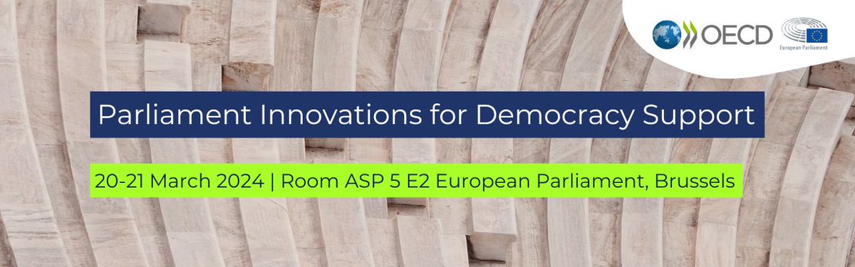 🌟 Join <a href="/OECD/">OECD ➡️ Better Policies for Better Lives</a> <a href="/Europarl_EN/">European Parliament</a>  at the "Parliament Innovations for Democracy Support"  conference! 

Discover how parliaments can reshape democracy through innovations like deliberative assemblies or digital technologies. 

🗓️March 20/21
📍Brussels 

Register: ep-events.secure.europarl.europa.eu/events/Innovat…