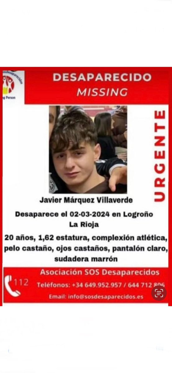 Ojalá podáis echar una mano difundiendo o con información. La familia y amigos de Javi están muy preocupados por él.