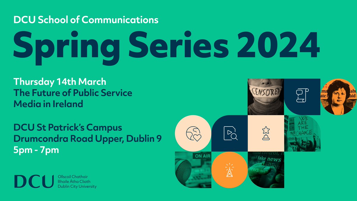 Save the date! This Thursday, @DCU_SoC 's Spring Series 2024 presents: Does Public Service Media Have a Future? @JaneSuit & @CullotyEileen from @FuJoMedia along with @lazebnic & @ivorytowerjourn , will be part of this panel discussion. See you at, @DCU St. Patrick's Campus.