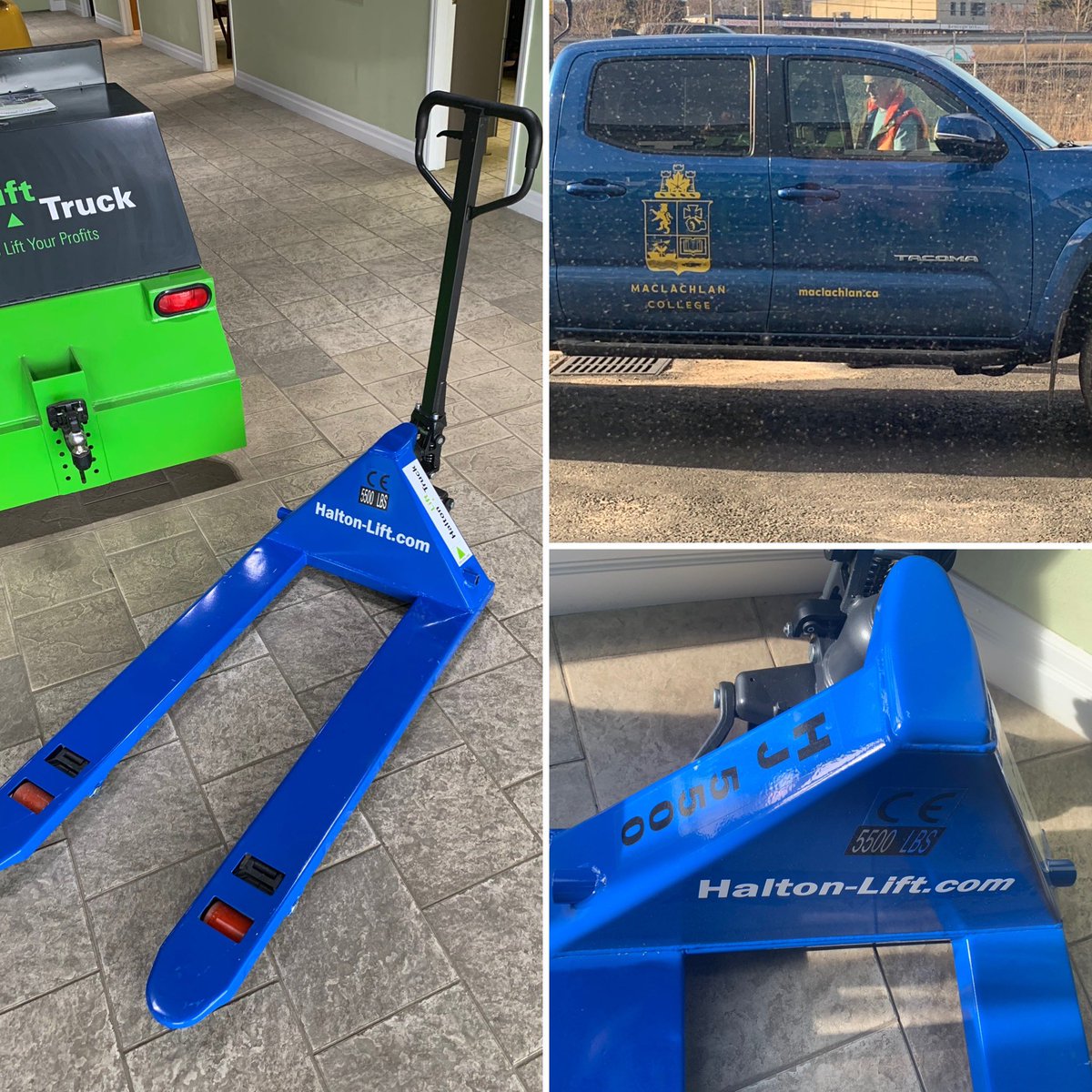 Thanks to our friends down the street from us at @maclachlancollege  We are thrilled to help you with your lifting equipment requirements.  You might even think we custom colored it just for you!!!! 

#HLT #maclachlancollege #haltonlifttruck #pumptruck ##forkliftsales #forklifts