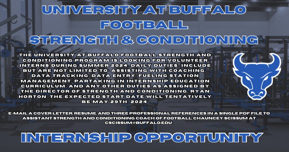 Great opportunity to grow and gain experience! Contact me if interested @UBFootball