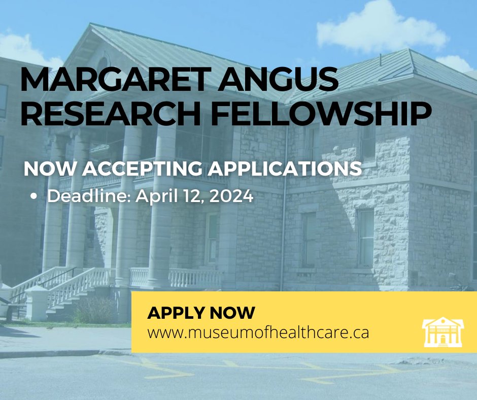 The Museum is accepting proposals for a resident 16-week summer research fellowship (May – September), which will investigate a topic relevant to the history of health and health care. Applications are due Friday, April 12, 2024 at 5:00pm. More: ow.ly/4Uwo50QQCYW