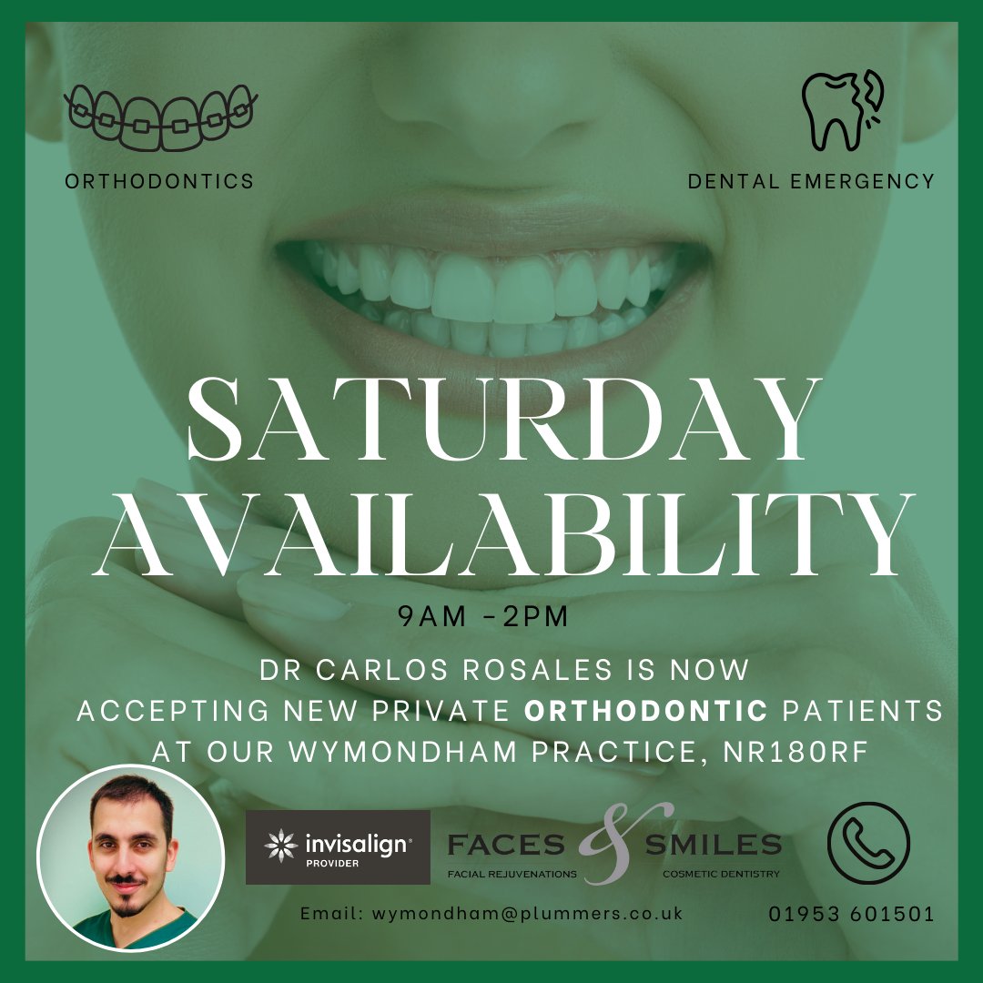 FacesAndSmiles's tweet photo. Introducing our new orthodontic and emergency dental Care service in Wymondham!

Our new Saturday opening offers more than convenient weekend apointments: https://t.co/h5fKPgUpcV