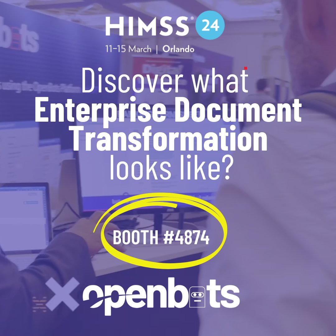 Discover what Enterprise Document Transformation looks like in healthcare.
Visit OpenBots' booth #4874!

Learn more: OpenBots.ai

#himss2024 #himss #ai #openbots #documentautomation #healthcaretech #rpa