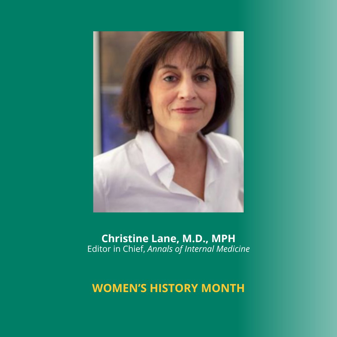#WomensHistoryMonth In July 2009, @CLaineMD became the youngest and first solo female Editor in Chief of @annalsofim and a SVP at ACP. Under her leadership, Annals is one of the most widely read peer-reviewed specialty medical journals in the world. #IMPhysician #IMProud