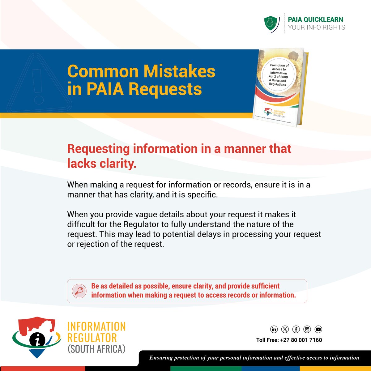 When lodging a PAIA complaint or requesting access to information, more is best. #KnowYourRights #Compliance #Access # Information #informationaccess #PAIA