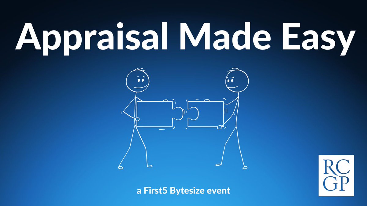 RCGP First5 Bytesize: Appraisal Made Easy! Does what it says on the tin. Join us and find out some top tips to make appraisal easier. Free event for members. Non members welcome! Register here: bit.ly/F5Appraisal Friday 27.09.24, 13:00-14:30