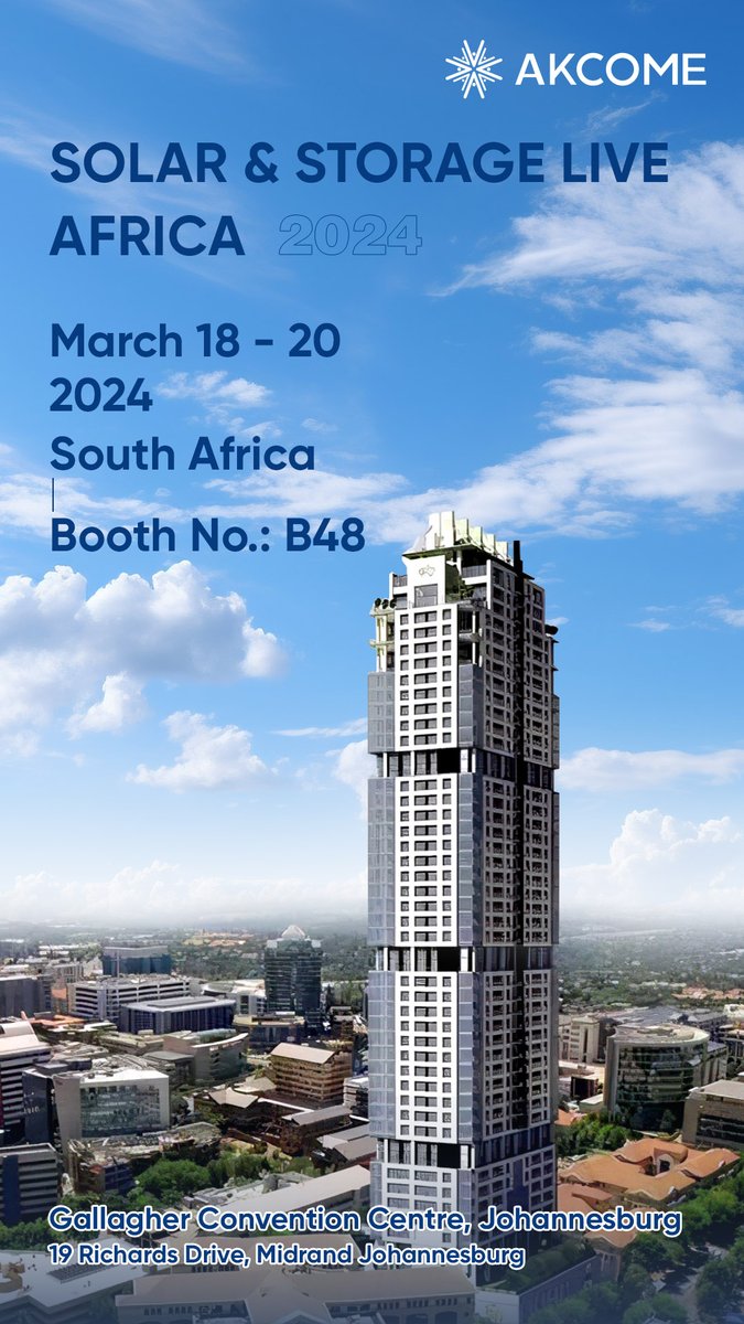 💥 Exciting news! SOLAR & STORAGE LIVE AFRICA is just around the corner! 😎 We're delighted to share that ＃AKCOME (Booth NO.: B48) will be an active participant in this dynamic fair, taking place from March 18th to 20th. Let's engage in face-to-face discussions on our booth!