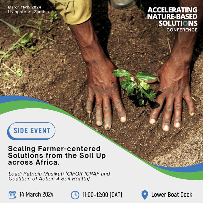 Attending the #AcceleratingNbSConference in Livingston Zambia. Join @ICRAF @ca4sh_global and other partners as we talk about  Scaling Farmer-centered solutions from the #Soil up across Africa