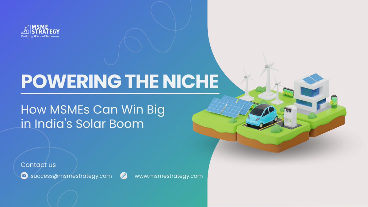 Niche markets, big potential! MSMEs can become solar leaders by targeting specific sectors like housing societies & educational institutions. Read our latest for actionable tips: linkedin.com/pulse/powering… #MSMEStrategy #SolarPower #SustainableIndia