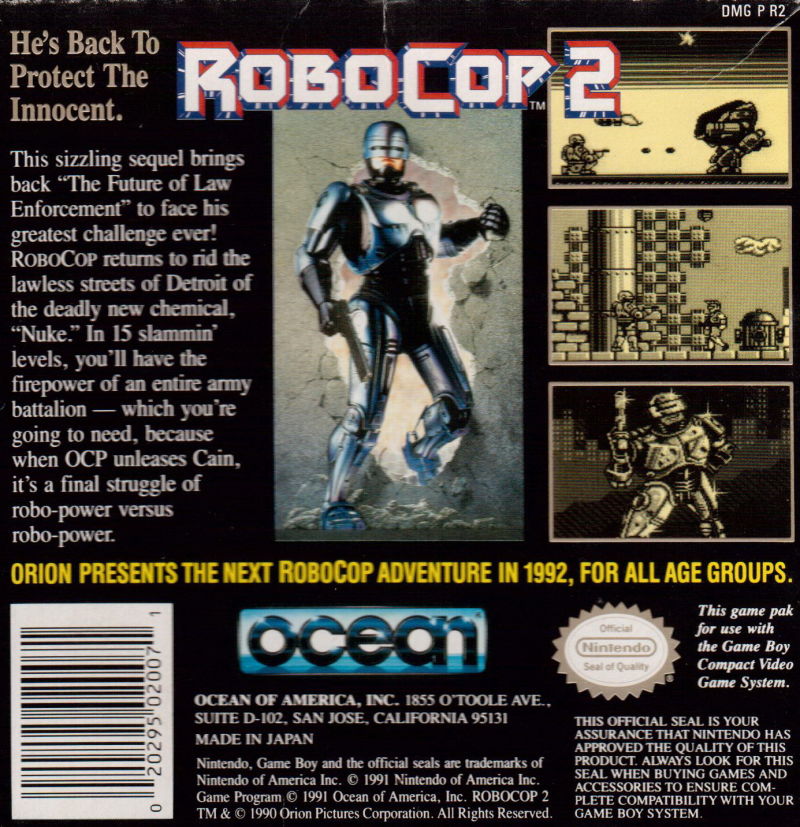 ROBOCOP 2: In 1991 a cybernetically enhanced police officer began his mission to stop the distribution of Nuke. An action game for the Nintendo Game Boy from Ocean Software this also came to other formats, did you ever stop Cain? #retrogaming #Nintendo #GameBoy #Film #90s #gaming