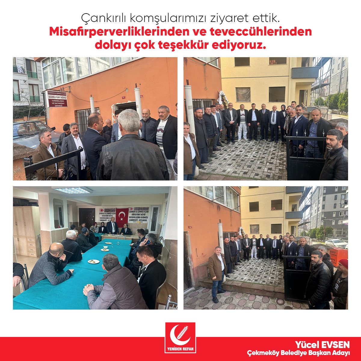 yucelevsentr's tweet photo. Çankırılı komşularımızı ziyaret ettik. Misafirperverliklerinden ve teveccühlerinden dolayı çok teşekkür ediyoruz.

#YenidenRefah #FatihErbakan #YücelEvsen #Çekmeköy #İstanbul https://t.co/LcYztY4B16