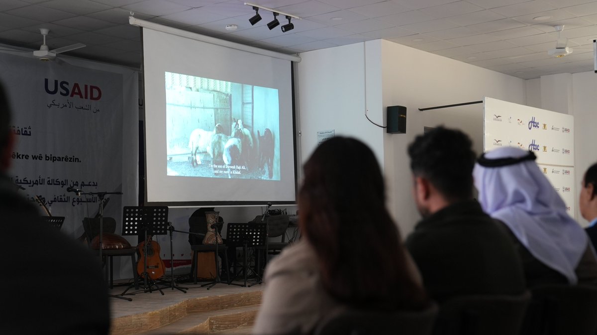 USAID_ICRI's tweet photo. قام معهد ميرزو للموسيقى بدعم من برنامج #تعافي بالاحتفاء بالفن والسينما عبر عرض أفلام وثائقية وموسيقى من تراث سنجار.  هذه الفعاليات ليست مجرد ترفيه، بل تأكيد على  الالتزام بحماية الثراث والثقافة واعتزاز أهالي سنجار بها. الفن يثبت مرة أخرى أن روح #سنجار لا تزال حية، وتنبض بالجمال. https://t.co/TzlGqtkOv3
