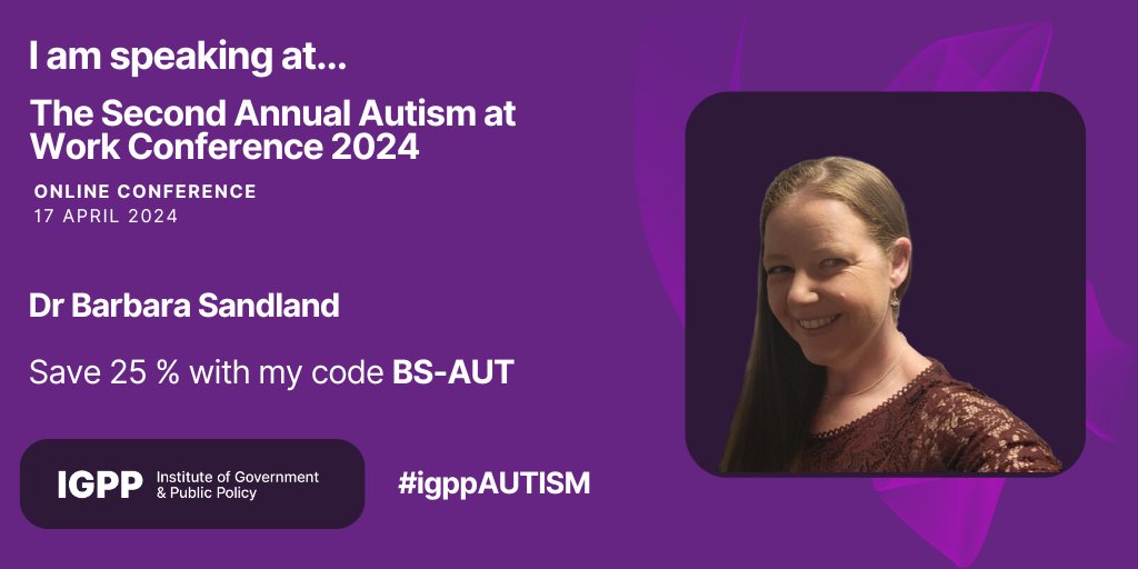 barberela's tweet photo. Really looking forward to speaking at The Autism at Work Conference @igppuk. Timetable looks great! I'll be talking on Reasonable Adjustments and Autism from the autistic perspective. #igppAUTISM https://t.co/LOJMtvapND