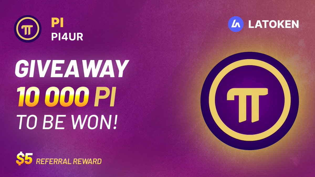 ❗️REMINDER: Only 1 days and few hours left to have an opportunity to Earn in the tremendous:

🏆 10000 PI4UR (PI) GIVEAWAY on LATOKEN

🔥 120 Winners.
✅ Complete all tasks and qualify for the Airdrop.
📲 Share with 5 Friends and Follow.
⏰ March 7, 2024 - March 14, 2024