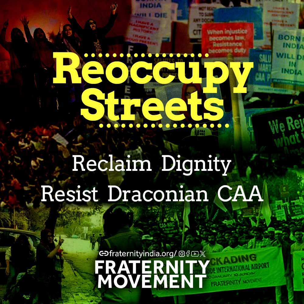 *Occupy Streets*
After four years since the enactment of the CAA, the union ministry has released the rules for the act.It's time to return to the streets where we were 4 years back. It's time to reconstruct Shaheenbaghs where we were. 1/2