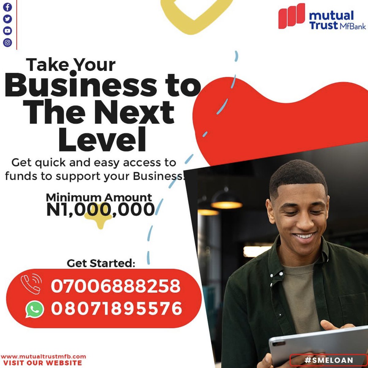 MutualTrustMfb's tweet photo. We have various loan options available to suit your specific needs. 

Call: 07006888258 or WhatsApp: 08171895576 to get started on the best option for you.

#loan #quickloan #ippisloans #smeloan #mtplus #solarloan #mtgreen #loaninnigeria #fastloans #mutualtrustmfbank https://t.co/xq1158LqZH