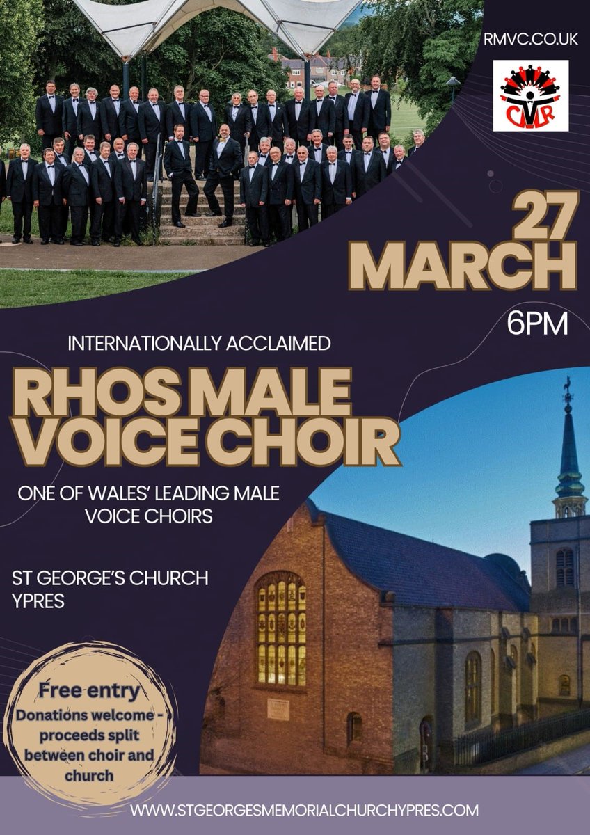 Côr Meibion Rhosllannerchrugog Male Voice Choir from North Wales are coming to Belgium 🎼 We invite you to attend the main concert in Ypres 👉27 March, 18:00